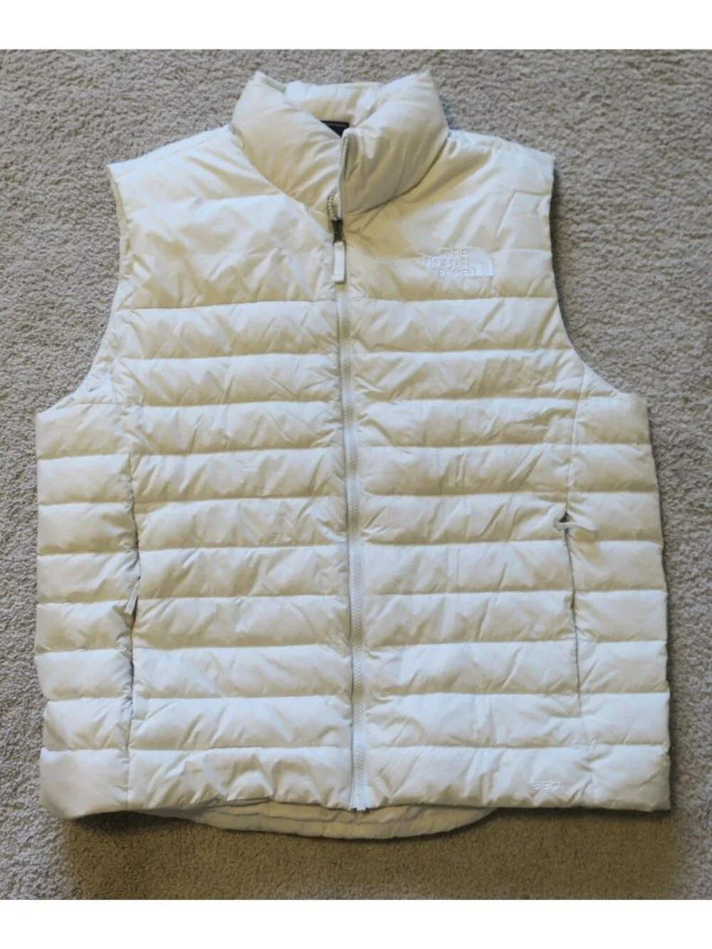 The North Face Full Zip 550 Down Flare Vest II Men's Large Light Ivory